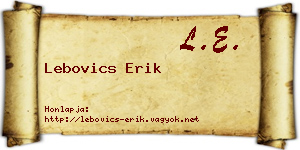 Lebovics Erik névjegykártya